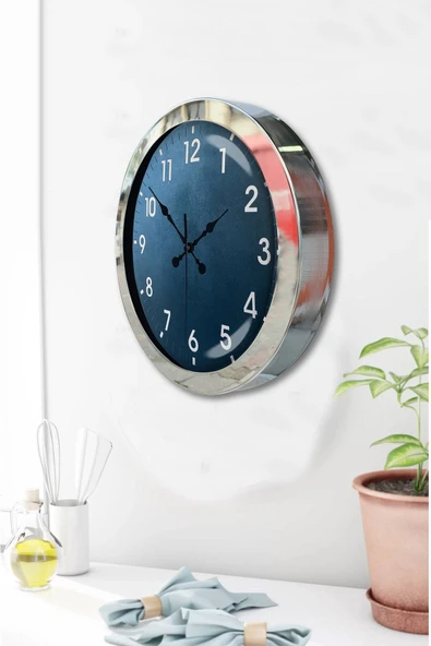 Kasva Concept Hediyelik 36 Cm Krom Metal Klasik Duvar Saati - 3