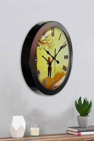 Kasva Concept Hediyelik 36 Cm Siyah Metal Özgürlük Duvar Saati - 4