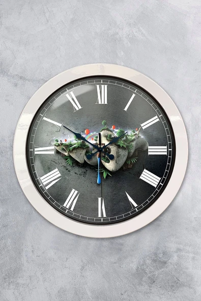 Kasva Concept Hediyelik 36 Cm Beyaz Metal Naturel Duvar Saati
