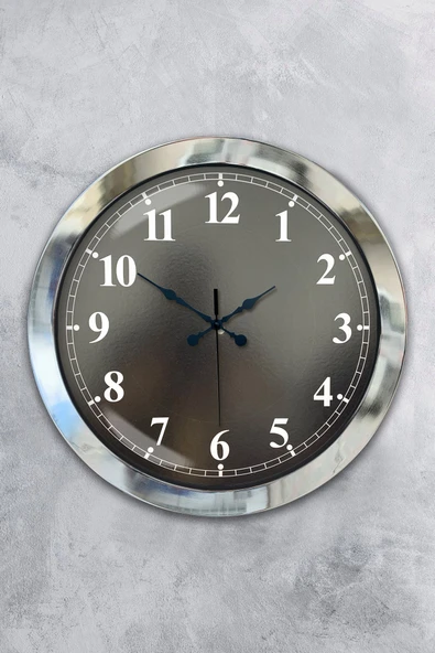 Kasva Concept Hediyelik 36 Cm Krom Metal Siyah Duvar Saati