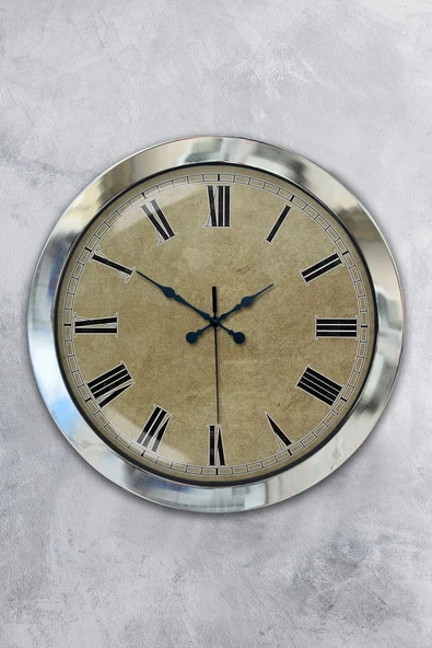 Kasva Concept Hediyelik 36 Cm Krom Metal Eskitme Duvar Saati