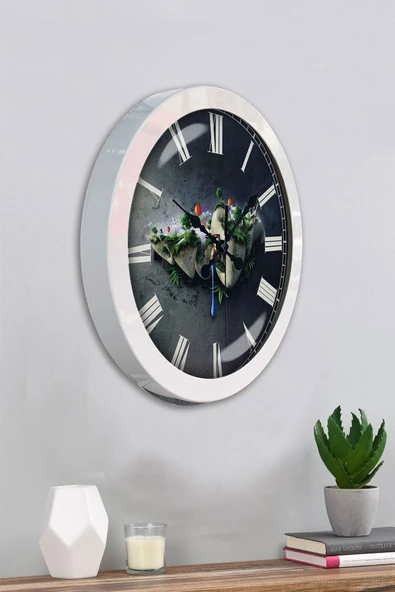 Kasva Concept Hediyelik 36 Cm Beyaz Metal Naturel Duvar Saati - 4