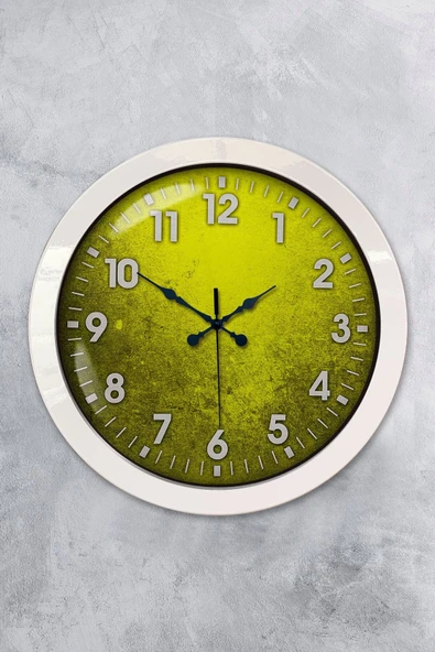 Kasva Concept Hediyelik 36 Cm Beyaz Metal Sarı Duvar Saati