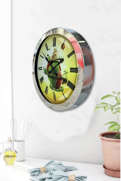 Kasva Concept Hediyelik 36 Cm Krom Metal Naturel Duvar Saati - 3