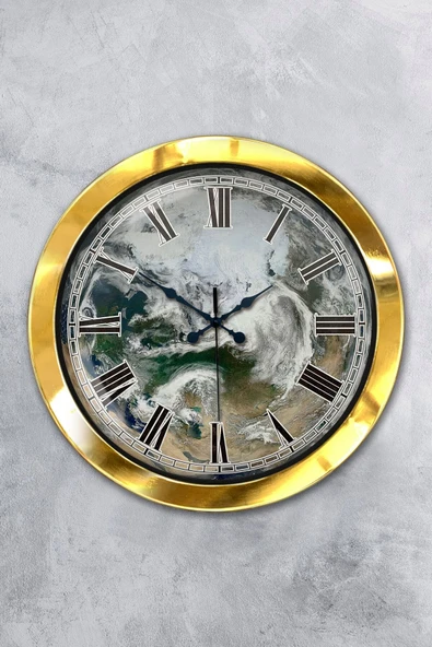 Kasva Concept Hediyelik 36 Cm Gold Metal Dalga Duvar Saati