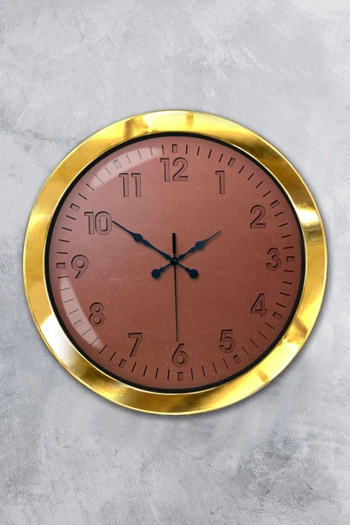 Kasva Concept Hediyelik 36 Cm Gold Metal Klasik Duvar Saati