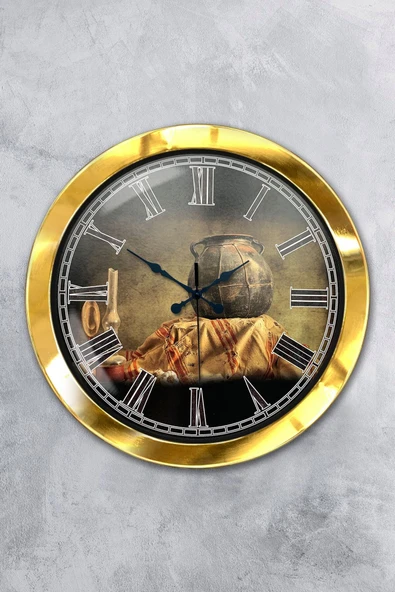 Kasva Concept Hediyelik 36 Cm Gold Metal Dekoratif Duvar Saati