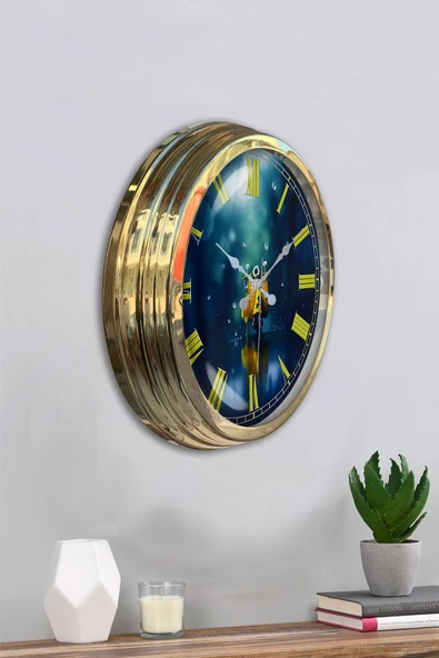 Kasva Concept Hediyelik 40 Cm Gold Metal Motor Duvar Saati - 4