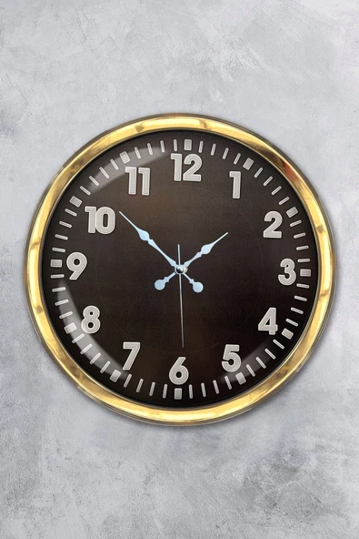 Kasva Concept Hediyelik 40 Cm Gold Metal Klasik Duvar Saati