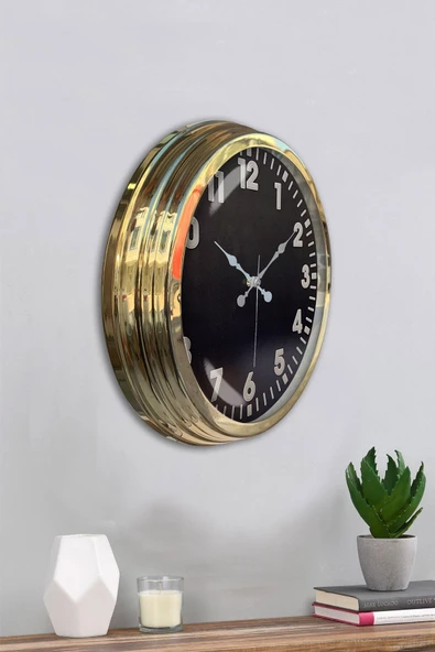 Kasva Concept Hediyelik 40 Cm Gold Metal Klasik Duvar Saati - 4