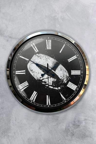 Kasva Concept Hediyelik 40 Cm Krom Metal Yüzük Duvar Saati