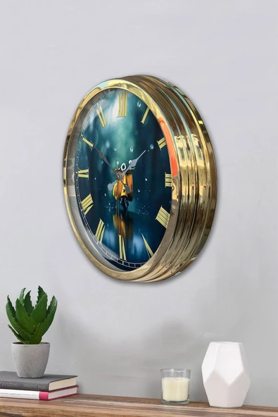 Kasva Concept Hediyelik 40 Cm Gold Metal Motor Duvar Saati - 3