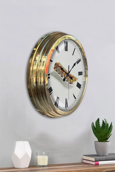 Kasva Concept Hediyelik 40 Cm Gold Metal Sushi Duvar Saati - 4