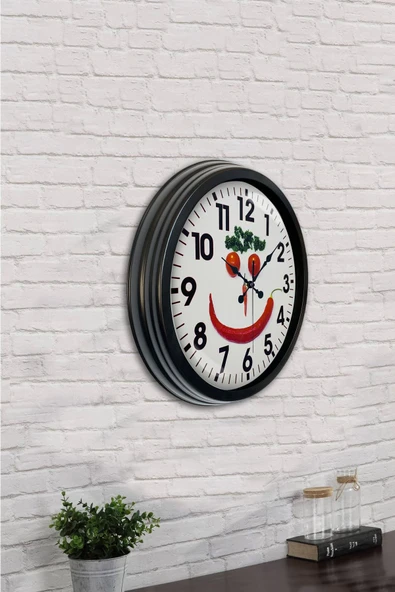 Kasva Concept Hediyelik 40 Cm Siyah Metal Mutfak Duvar Saati - 4
