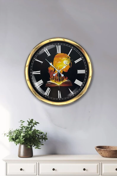 Kasva Concept Hediyelik 40 Cm Gold Metal Kitap - Insan Duvar Saati - 2