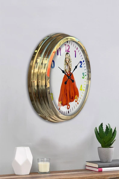 Kasva Concept Hediyelik 40 Cm Gold Metal Genç Kız Duvar Saati - 4
