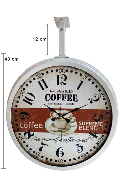 Kasva Concept Hediyelik 40 Cm Beyaz Metal Espresso Istasyon Tavan Saati - 4