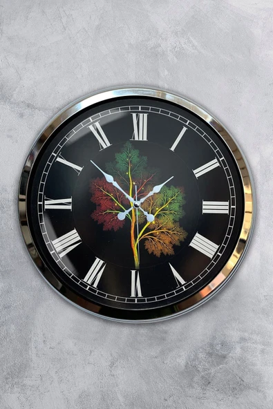 Kasva Concept Hediyelik 40 Cm Krom Metal Ağaç Duvar Saati