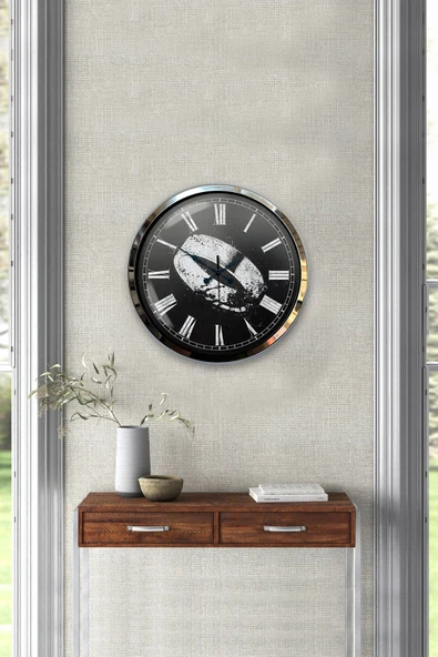 Kasva Concept Hediyelik 40 Cm Krom Metal Yüzük Duvar Saati - 4