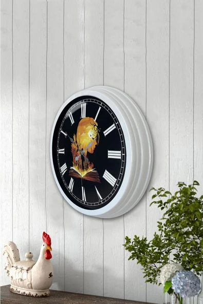 Kasva Concept Hediyelik 40 Cm Beyaz Metal Kitap - Insan Duvar Saati - 3