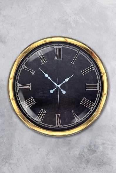 Kasva Concept Hediyelik 40 Cm Gold Metal Siyah Duvar Saati