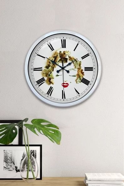 Kasva Concept Hediyelik 40 Cm Beyaz Metal Kadın Duvar Saati - 2
