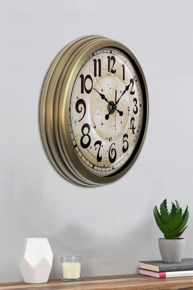 Platin Saat Hediyelik Duvar Saati 40 Cm Metal Eskitme Renk England Modeli - 3