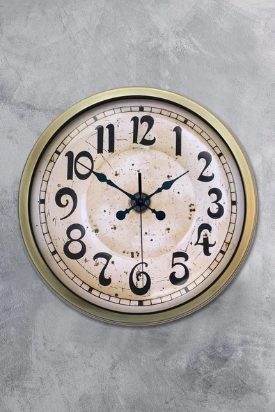 Platin Saat Hediyelik Duvar Saati 40 Cm Metal Eskitme Renk England Modeli - 4