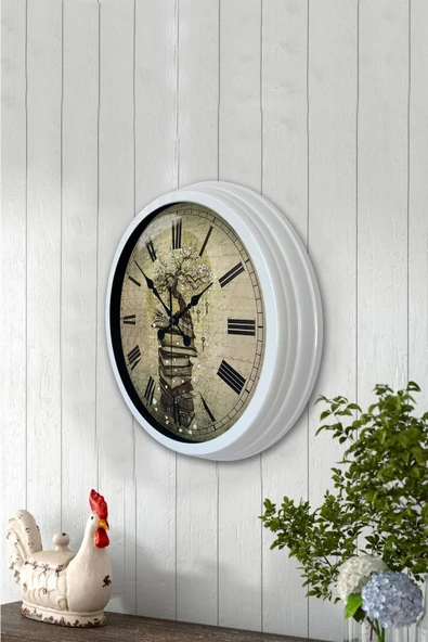 Kasva Concept Hediyelik 40 Cm Beyaz Metal Kitap Duvar Saati - 3