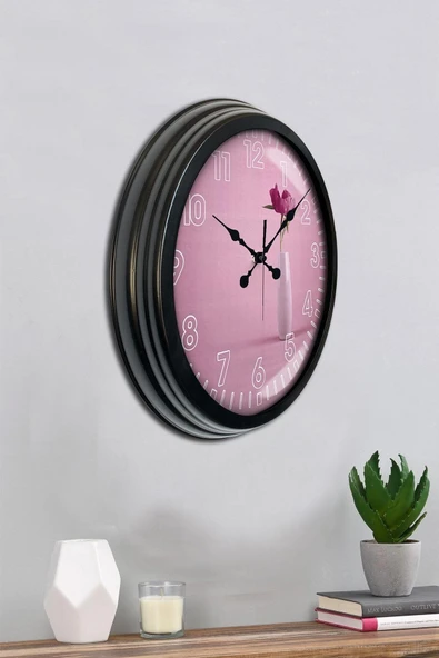 Kasva Concept Hediyelik Duvar Saati 40 Cm Metal Siyah Renk Çiçek Modeli - Resim 3