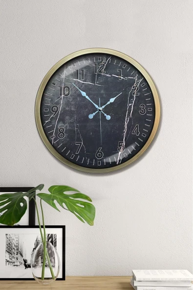 Kasva Concept Duvar Saati 40 Cm Metal Eskitme Renk Mermer Desen Modeli