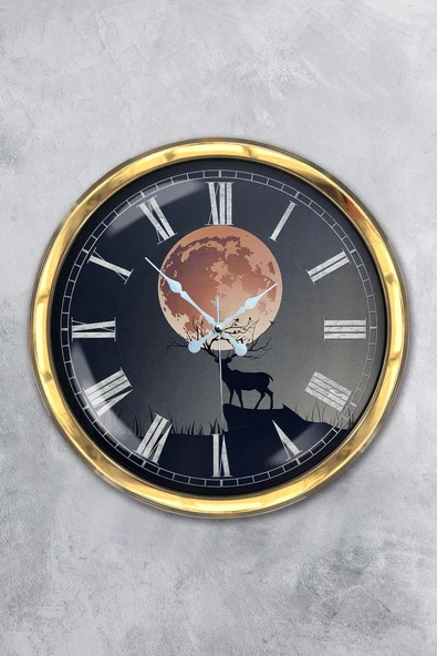Kasva Concept Hediyelik 40 Cm Gold Metal Gün Batımı Duvar Saati Clock