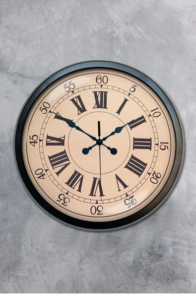 Kasva Concept Hediyelik Duvar Saati 40 Cm Metal Siyah Renk Klasik Modeli - 4
