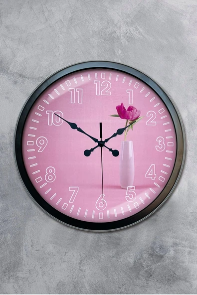 Kasva Concept Hediyelik Duvar Saati 40 Cm Metal Siyah Renk Çiçek Modeli - Resim 4