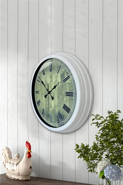 Kasva Concept Hediyelik 40 Cm Beyaz Metal Eskitme Duvar Saati - 3