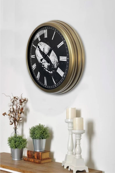 Kasva Concept 40 cm Eskitme Metal Yüzük Hediyelik Duvar Saati - 3