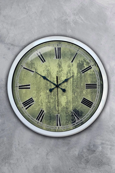 Kasva Concept Hediyelik 40 Cm Beyaz Metal Eskitme Duvar Saati
