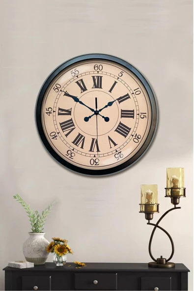 Kasva Concept Hediyelik Duvar Saati 40 Cm Metal Siyah Renk Klasik Modeli - 1