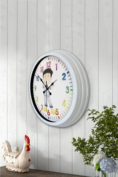 Kasva Concept Hediyelik 40 Cm Beyaz Metal Çocuk Odası Duvar Saati - 3
