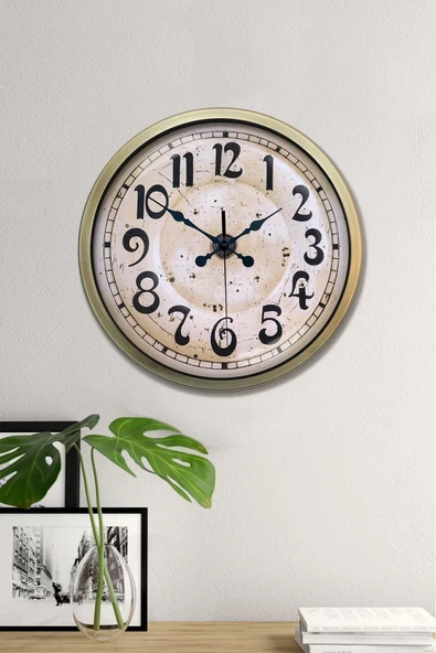 Platin Saat Hediyelik Duvar Saati 40 Cm Metal Eskitme Renk England Modeli - 1