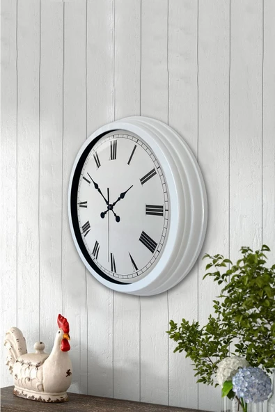 Kasva Concept 40 Cm Beyaz Metal Roma Rakamlı Duvar Saati - 3