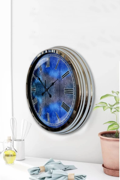 Kasva Concept Hediyelik 40 Cm Krom Metal Radyal Duvar Saati - 3