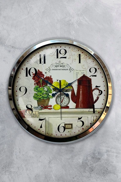 Kasva Concept Hediyelik 40 Cm Krom Metal Mutfak Duvar Saati