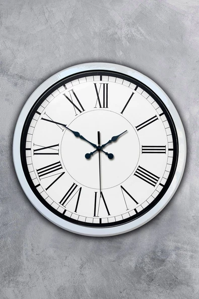 Kasva Concept 40 Cm Beyaz Metal Roma Klasik Duvar Saati