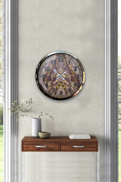 Kasva Concept 40 Cm Krom Metal Yeni Mermer Duvar Saati Hediyelik - 4