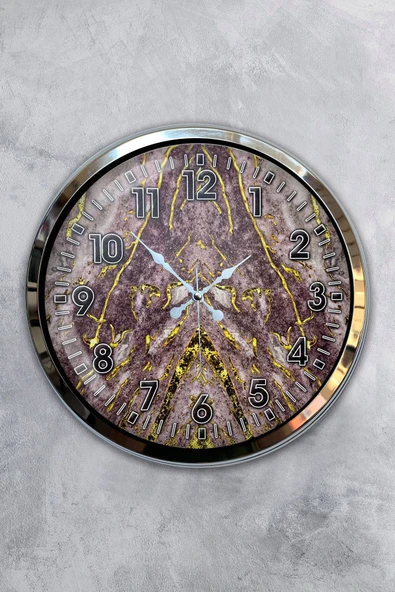 Kasva Concept 40 Cm Krom Metal Yeni Mermer Duvar Saati Hediyelik