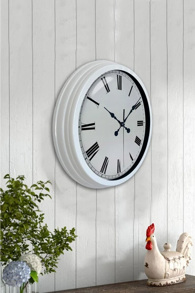 Kasva Concept 40 Cm Beyaz Metal Roma Rakamlı Duvar Saati - 4