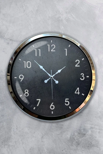 Kasva Concept Hediyelik 40 Cm Krom Metal Klasik Duvar Saati