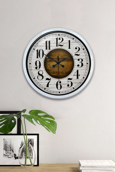 Kasva Concept 40 Cm Beyaz Metal Ahşap Beyaz Duvar Saati - 2