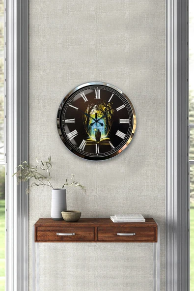 Kasva Concept 40 Cm Krom Metal Kitap - Insan Duvar Saati - 4